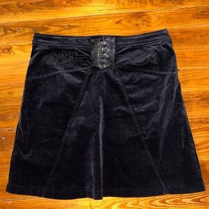 Route 66 Black A-Line Skirt with Embroidery